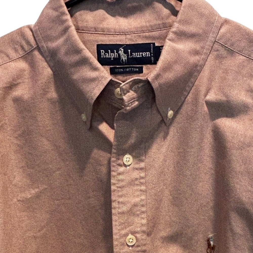 Ralph Lauren Oxford Shirt 17.5 34 Mens Mauve Button Down Long Sleeve Logo